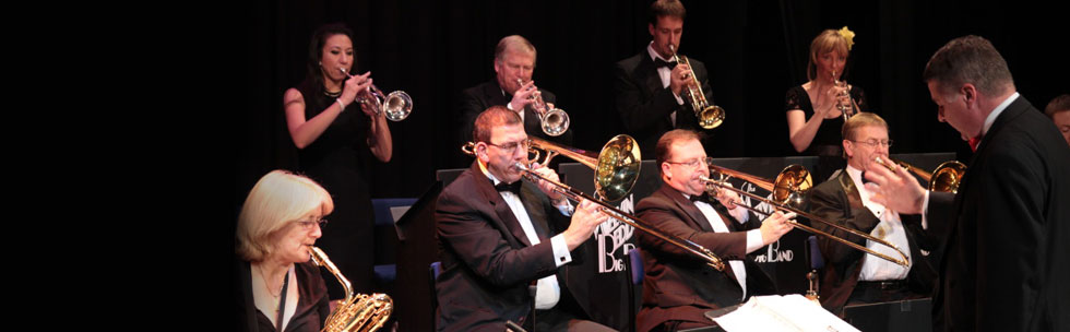 The Melvin Beddow Big Band brass section performing live